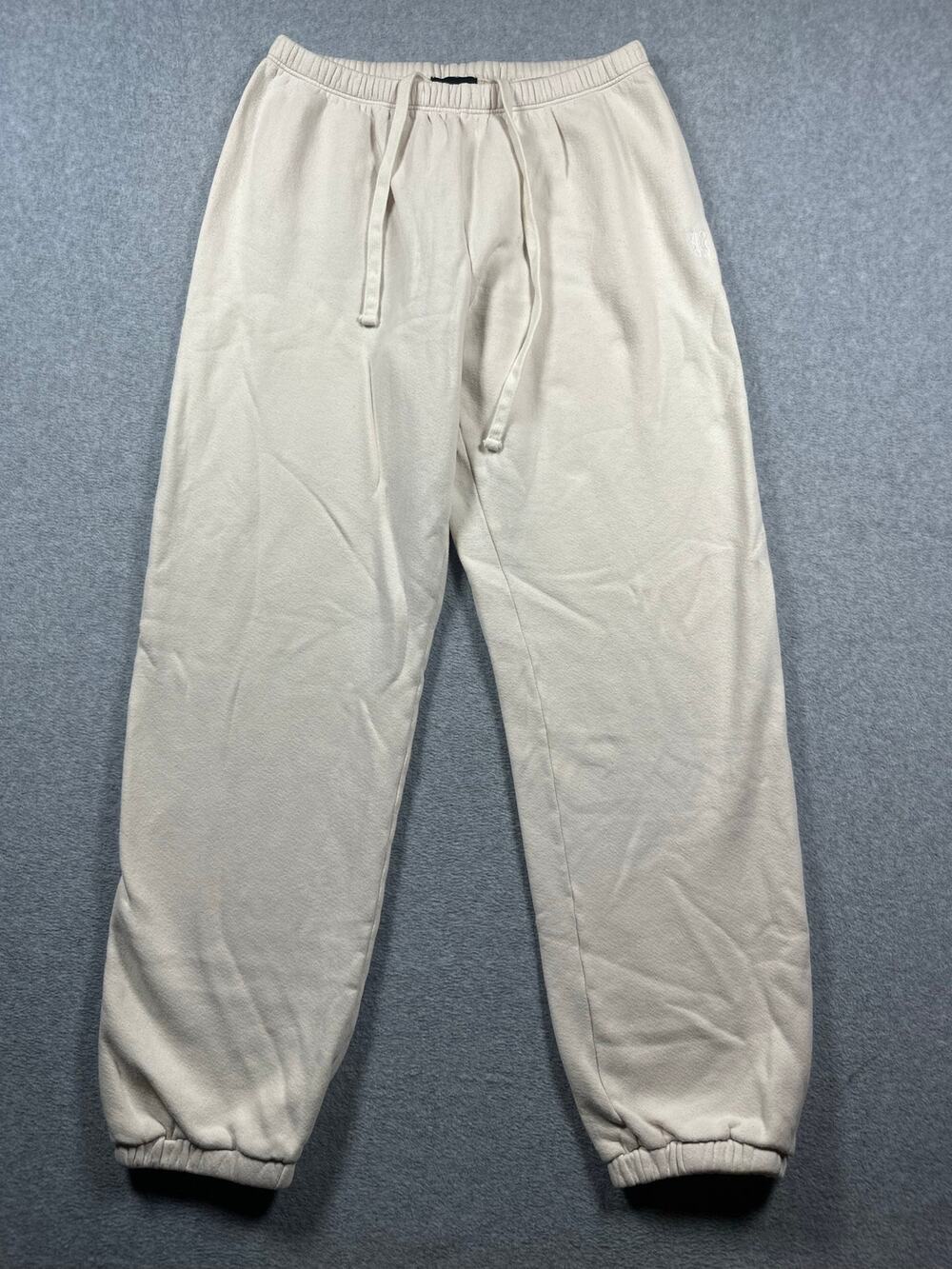 MONROW Jogger Sweatpants Women's Medium Beige Cotton Elastic Drawstring Waist